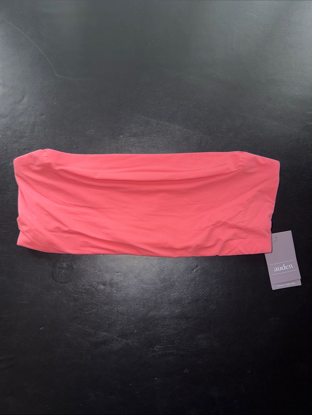 Women's Luxe Stretch Unlined Bandeau Bra - Auden™ Coral L - NWT